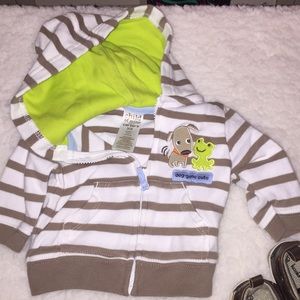 Brown and white by Carter’s NB baby hoodie